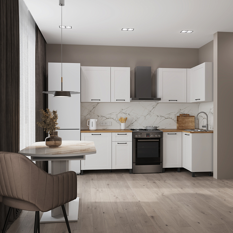 Шкаф Аризона (1200) белый/столешница дуб вотан/ДВПО белый/профиль ПВХ белый О