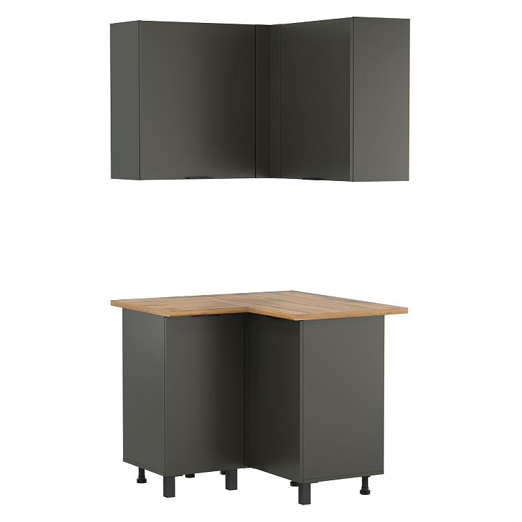 Шкаф навесной угловой Венера ЛДСП диамант серый/фасад ЛДСП диамант серый/ДВПО белый